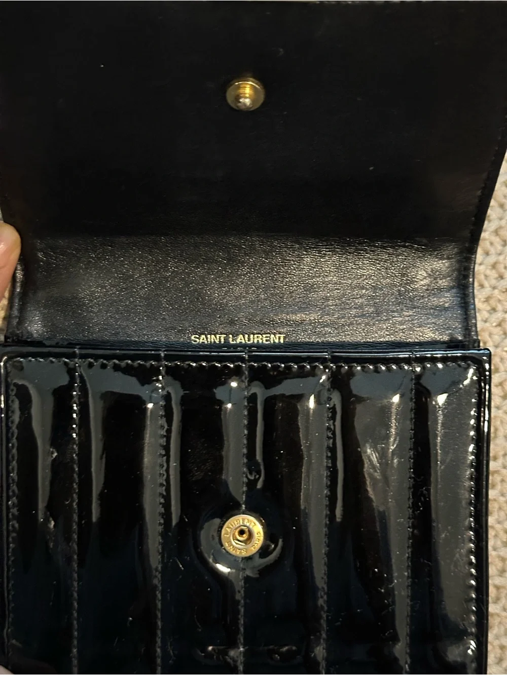Authentic Saint Laurent Black Patent Vicky
Quilted Logo Wallet - Picture 10 of 12
